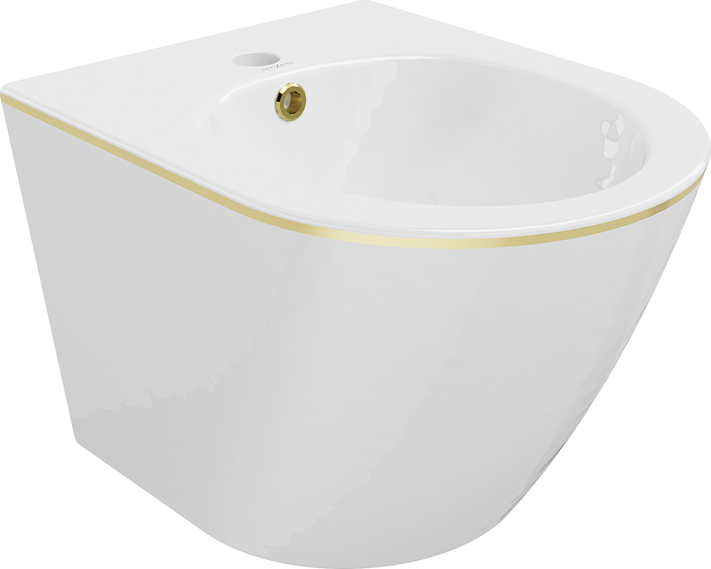 Mexen Lena závesný bidet, Biela/Zlatá čiarový vzor - 35224805