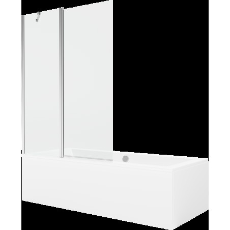 Mexen Cube obdĺžniková vaňa 170 x 80 cm s obkladom a 1-krídlovou sprchovou zástenou 120 cm, Transparentné, Chrómová - 550517080X