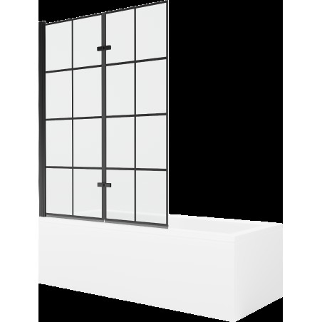 Mexen Cubik obdĺžniková vaňa 160 x 70 cm s obkladom a 2-krídlovou zástenou 120 cm, Čierny vzor - 550316070X9212027077