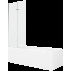 Mexen Cubik obdĺžniková vaňa 170 x 70 cm s obkladom a 2-krídlovou zástenou 80 cm, Transparentné, Chrómová - 550317070X9208020100