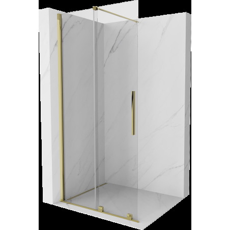 Mexen Velar rozťahovacia sprchová stena Walk-in 100 x 200 cm, transparentná 8 mm, zlatá - 871-100-000-03-50