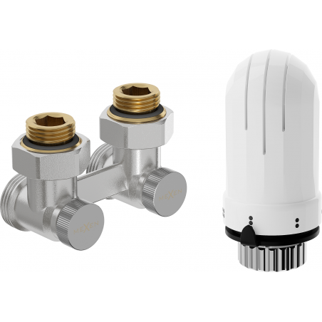 Mexen G03 termostatická súprava dvojrúrková DN50, rohová 1/2" x 3/4", nikel - W911-012-938-01