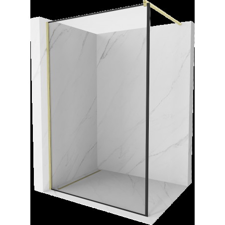 Mexen Kioto sprchová zástena Walk-in 100 x 200 cm, čierny vzor 8 mm, zlatá brúsená - 800-100-101-55-70