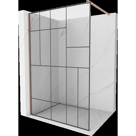 Mexen Kioto sprchová stěna Walk-in 110 x 200 cm, černý vzor 8 mm, kartáčovaný mosaz - 800-110-101-65-78