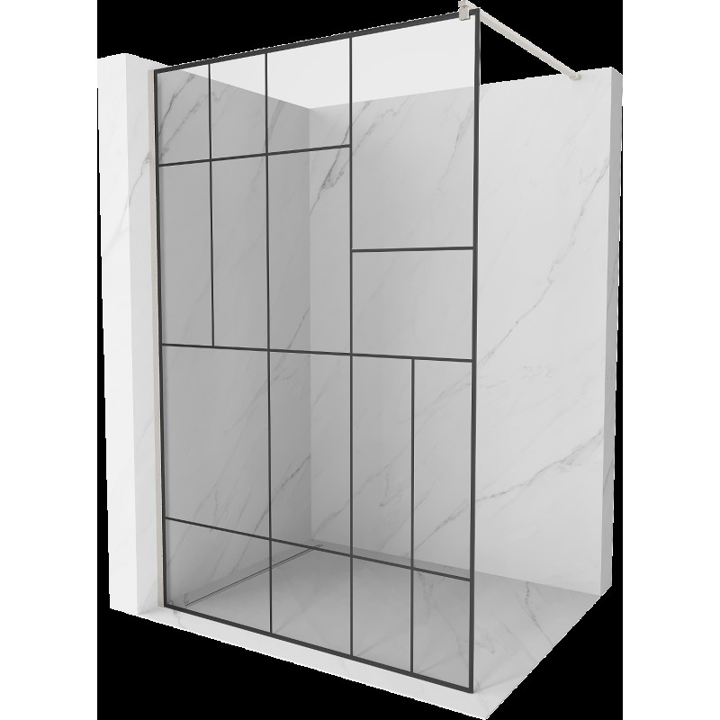 Mexen Kioto sprchová zástena Walk-in 140 x 200 cm, čierny vzor 8 mm, brúsený nikel - 800-140-101-97-78