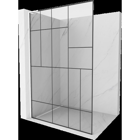 Mexen Kioto L sprchová zástěna Walk-in 80 x 200 cm, černý vzor, bílá - 800-080-103-20-78