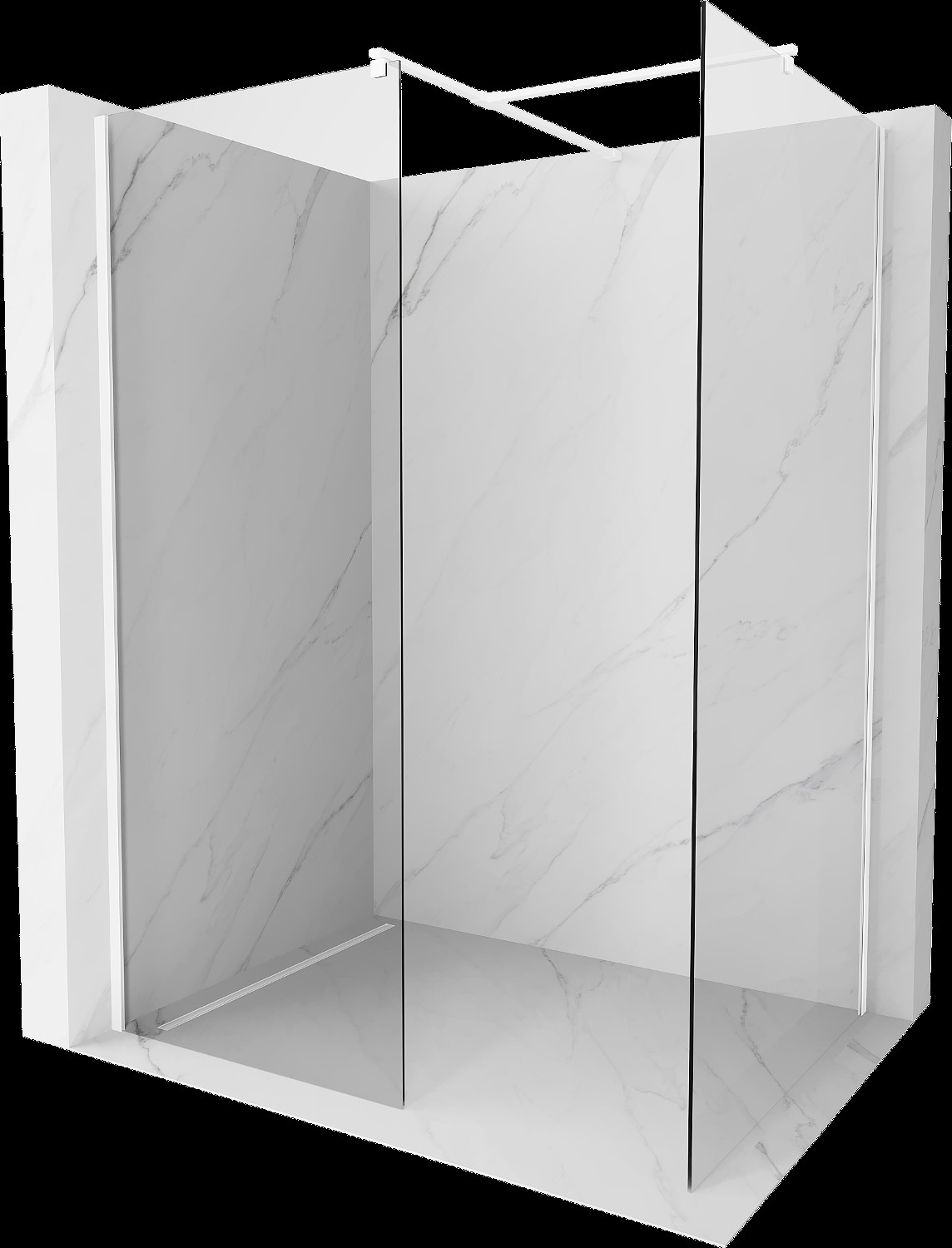 Mexen Kioto sprchová stěna Walk-in 180 x 85 cm, transparentná, biela - 800-180-202-20-00-085