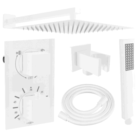 Mexen Cube DR02 sprchová súprava pre podomietkovú inštaláciu z dažďová sprcha 25 cm, biela- 77502DR0225-20