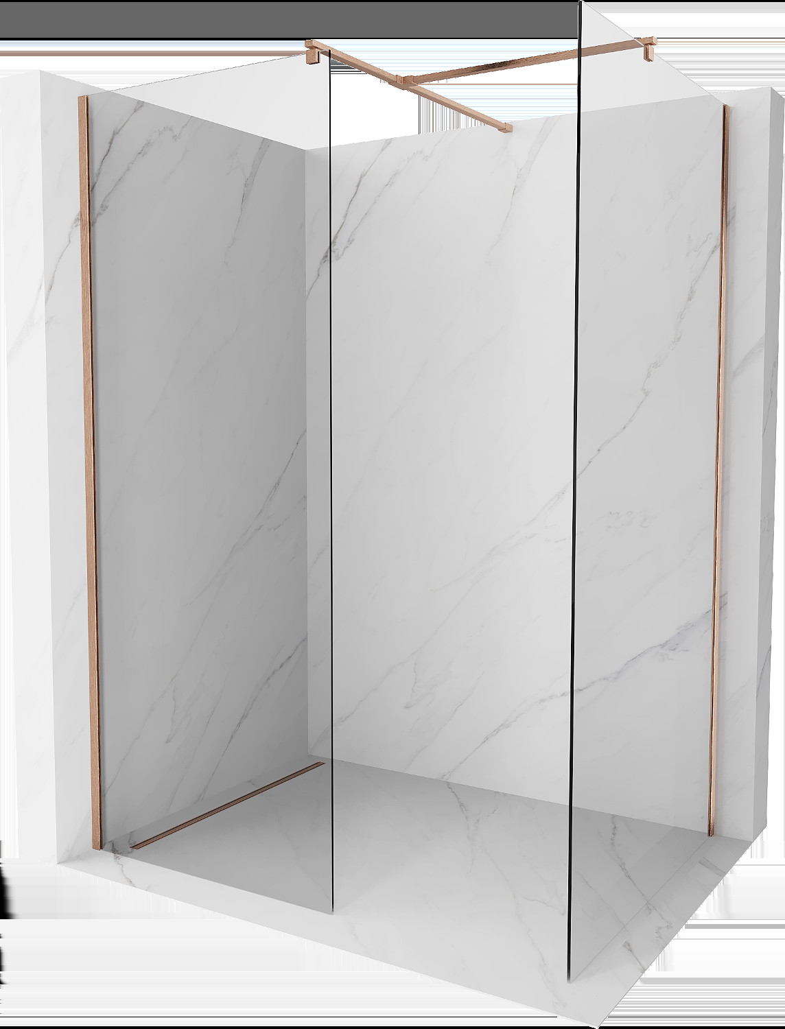 Mexen Kioto sprchová zástena Walk-in 170 x 85 cm, transparentná, brúsená meď - 800-170-202-65-00-085