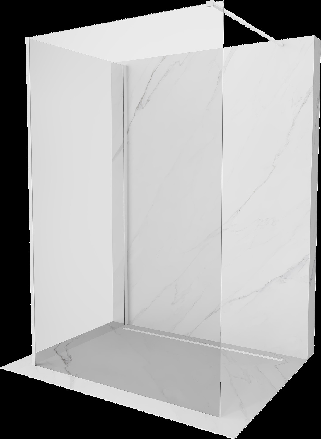 Mexen Kioto sprchová zástena Walk-in 130 x 105 cm, transparentná, biela - 800-130-212-20-00-105