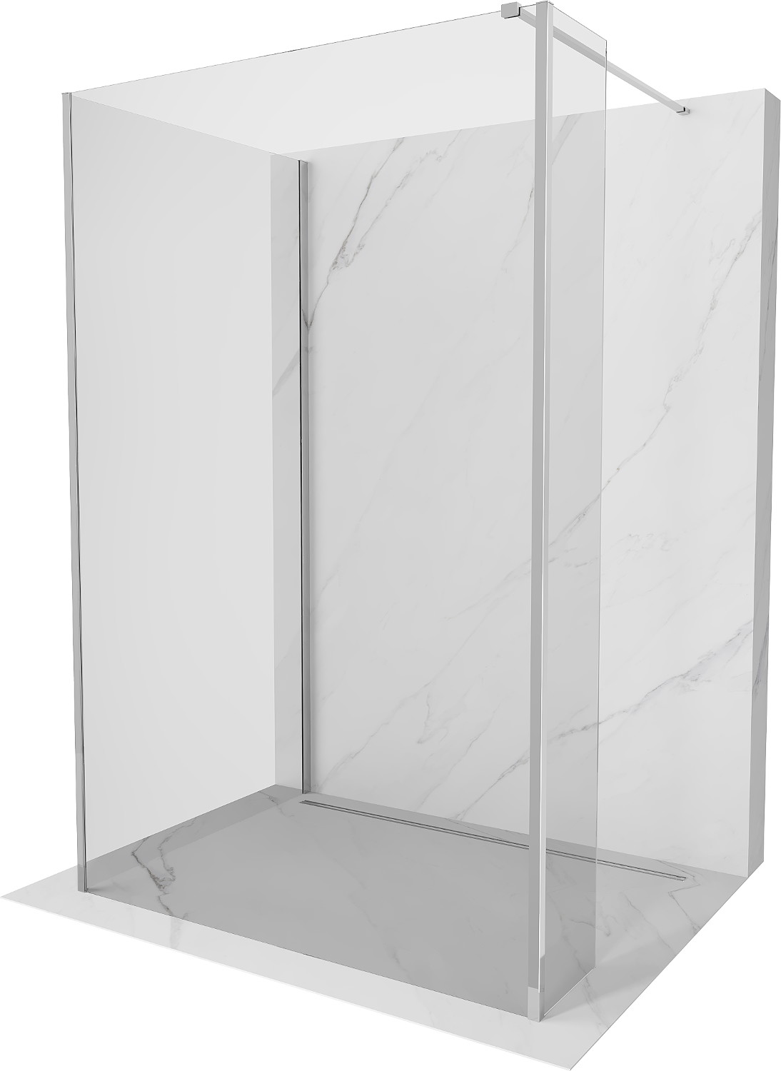 Mexen Kioto sprchová stena Walk-in 100 x 70 x 30 cm, transparentná, chróm - 800-100-070-221-01-00-030