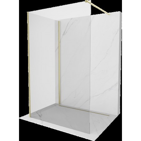 Mexen Kioto sprchová stěna Walk-in 135 x 120 cm, transparentní, zlatý kartáč - 800-135-212-55-00-120