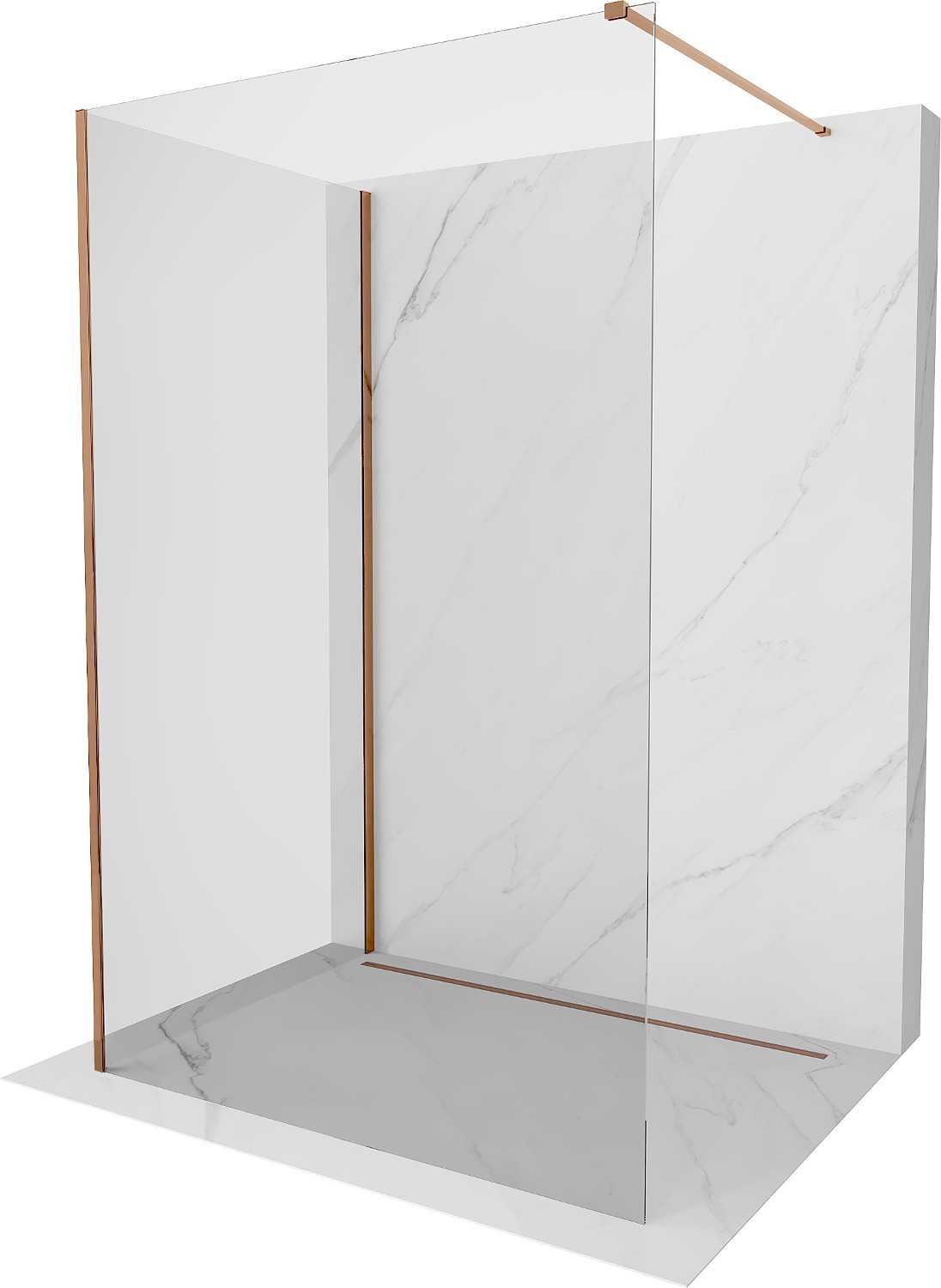 Mexen Kioto sprchová zástena Walk-in 140 x 95 cm, transparentná, ružové zlato - 800-140-212-60-00-095