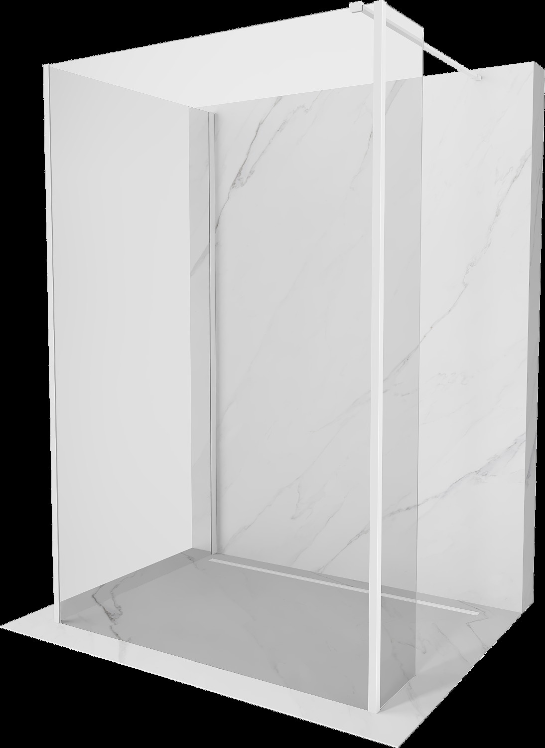 Mexen Kioto sprchová stěna Walk-in 120 x 70 x 30 cm, transparentná, biela - 800-120-070-221-20-00-030