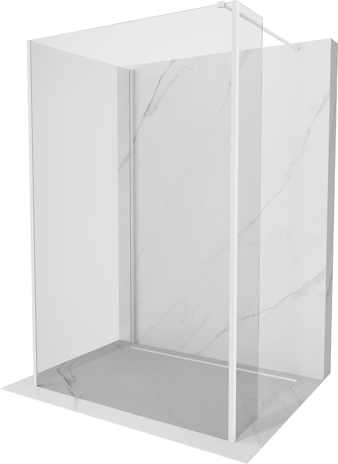 Mexen Kioto sprchová stena Walk-in 135 x 70 x 30 cm, transparentná, biela - 800-135-070-221-20-00-030