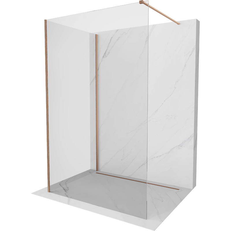 Mexen Kioto sprchová zástena Walk-in 125 x 70 cm, transparentná, brúsená medená - 800-125-212-65-00-070