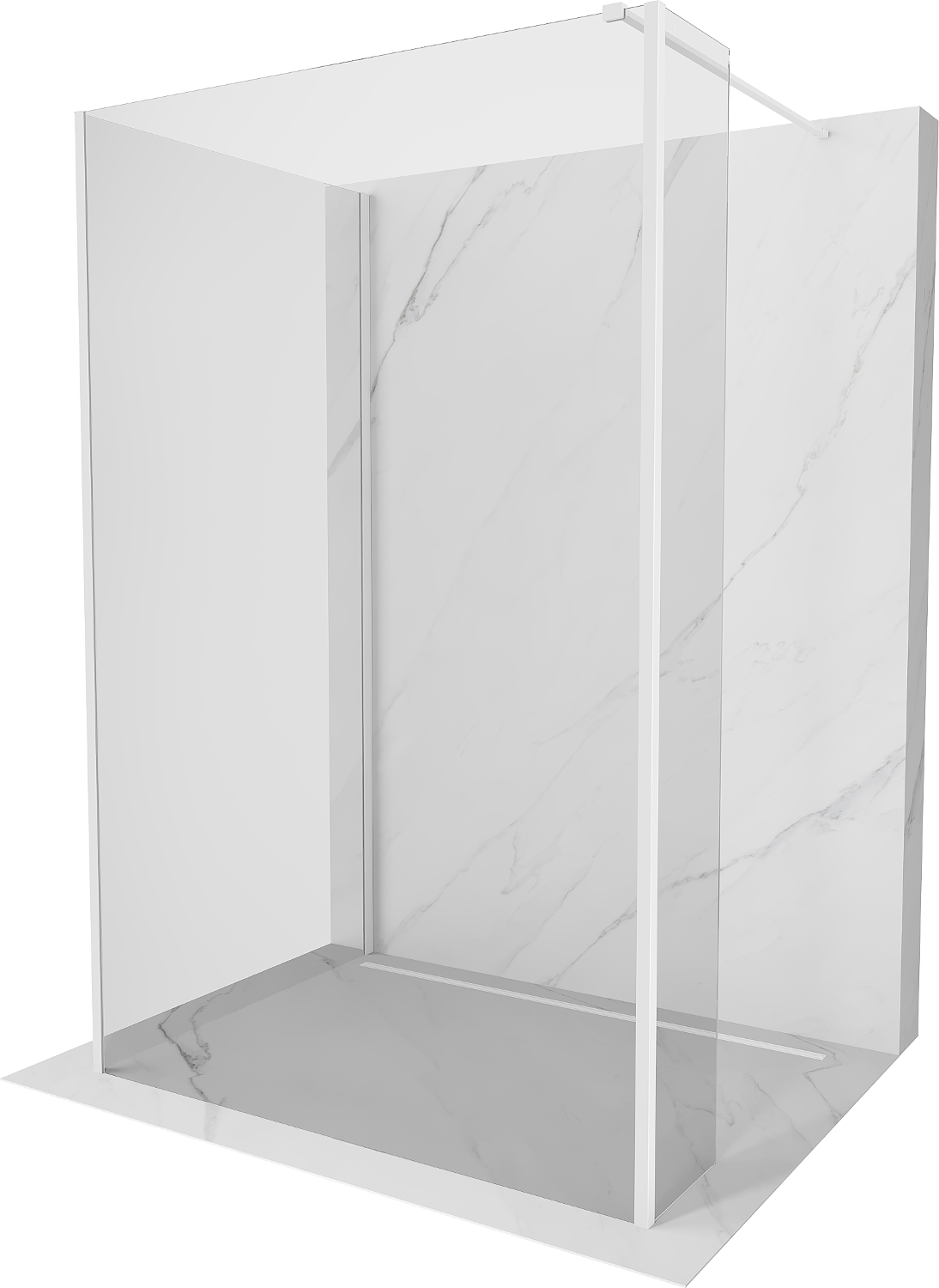 Mexen Kioto Sprchová stěna Walk-in 115 x 110 x 30 cm, transparentná, biela - 800-115-110-221-20-00-030