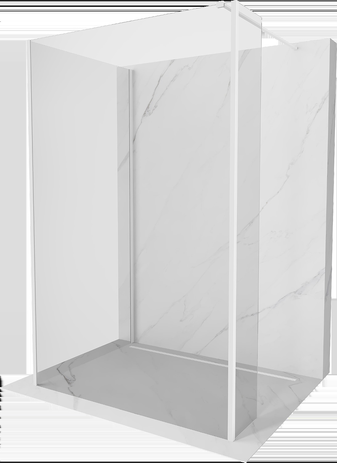 Mexen Kioto sprchová stena Walk-in 135 x 90 x 40 cm, transparentná, biela - 800-135-090-221-20-00-040