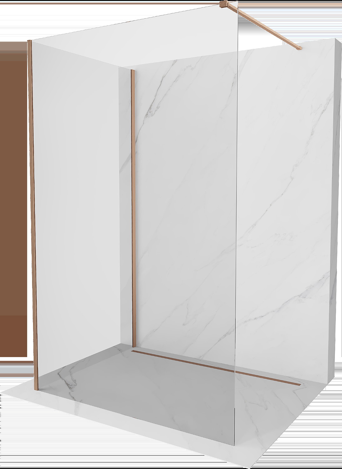 Mexen Kioto sprchová zástena Walk-in 105 x 90 cm, transparentná, brúsená meď - 800-105-212-65-00-090