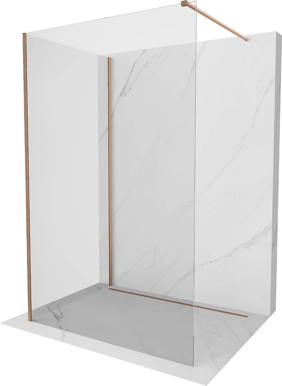 Mexen Kioto sprchová zástena Walk-in 140 x 115 cm, transparentná, brúsená meď - 800-140-212-65-00-115