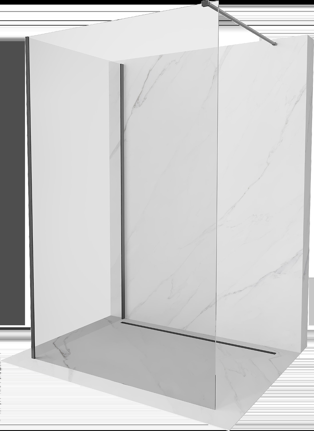 Mexen Kioto sprchová zástena Walk-in 135 x 90 cm, transparentná, gun gray brúsená - 800-135-212-66-00-090