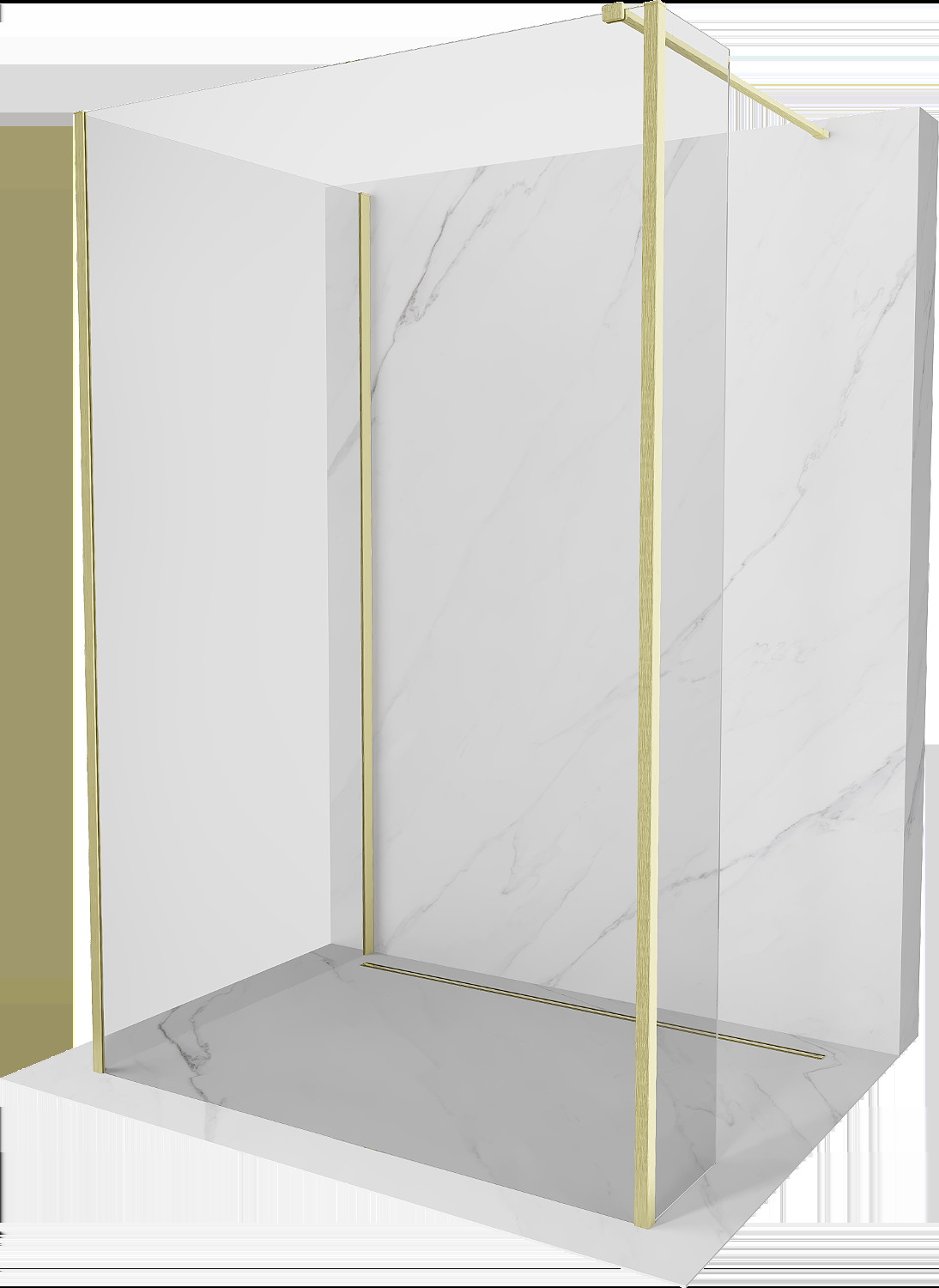 Mexen Kioto sprchová stěna Walk-in 120 x 75 x 30 cm, transparentná, zlatá brúsená - 800-120-075-221-55-00-030