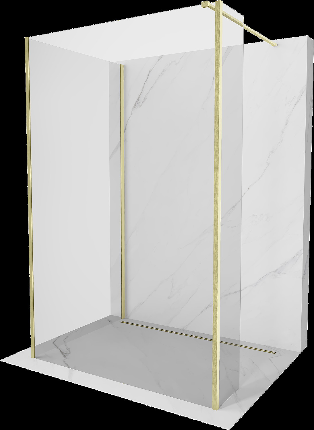 Mexen Kioto sprchová zástena Walk-in 135 x 90 x 30 cm, transparentná, zlatá brúsená - 800-135-090-221-55-00-030