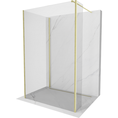 Mexen Kioto sprchová zástena Walk-in 140 x 110 x 30 cm, transparentná, zlatá brúsená - 800-140-110-221-55-00-030