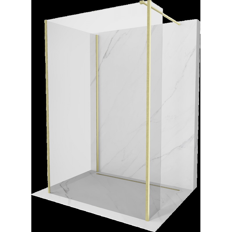 Mexen Kioto sprchová stěna Walk-in 120 x 75 x 40 cm, transparentní, zlatá kartáčovaná - 800-120-075-221-55-00-040