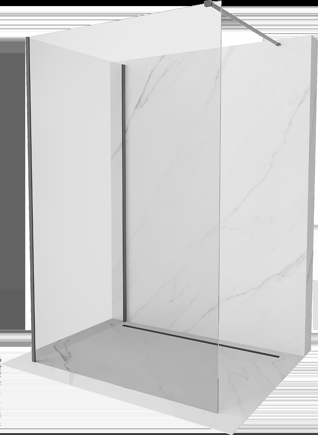 Mexen Kioto sprchová stena Walk-in 125 x 70 cm, transparentná, gun metal - 800-125-212-95-00-070