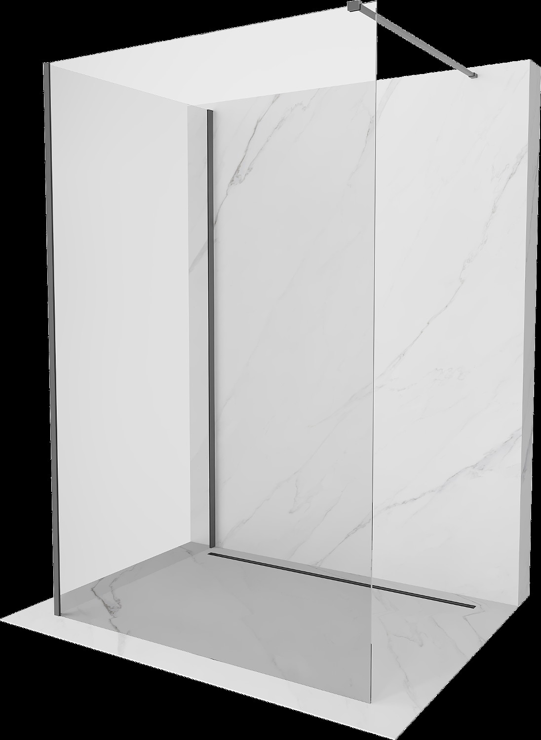 Mexen Kioto sprchová stena Walk-in 90 x 75 cm, transparentná, gun metal - 800-090-212-95-00-075