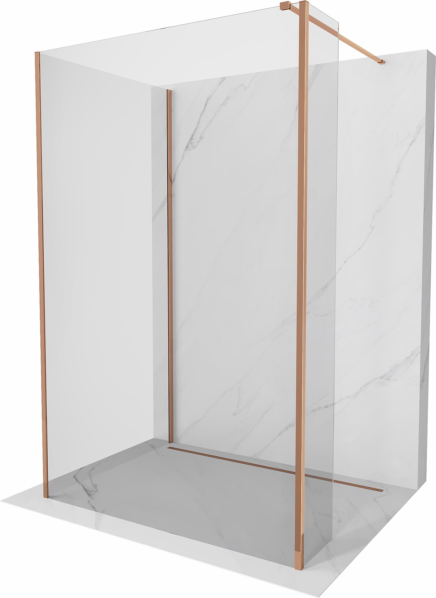 Mexen Kioto sprchová stěna Walk-in 110 x 70 x 30 cm, transparentná, ružové zlato - 800-110-070-221-60-00-030