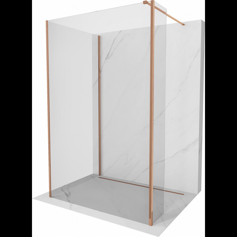 Mexen Kioto sprchová stěna Walk-in 130 x 70 x 30 cm, transparentní, růžové zlato - 800-130-070-221-60-00-030