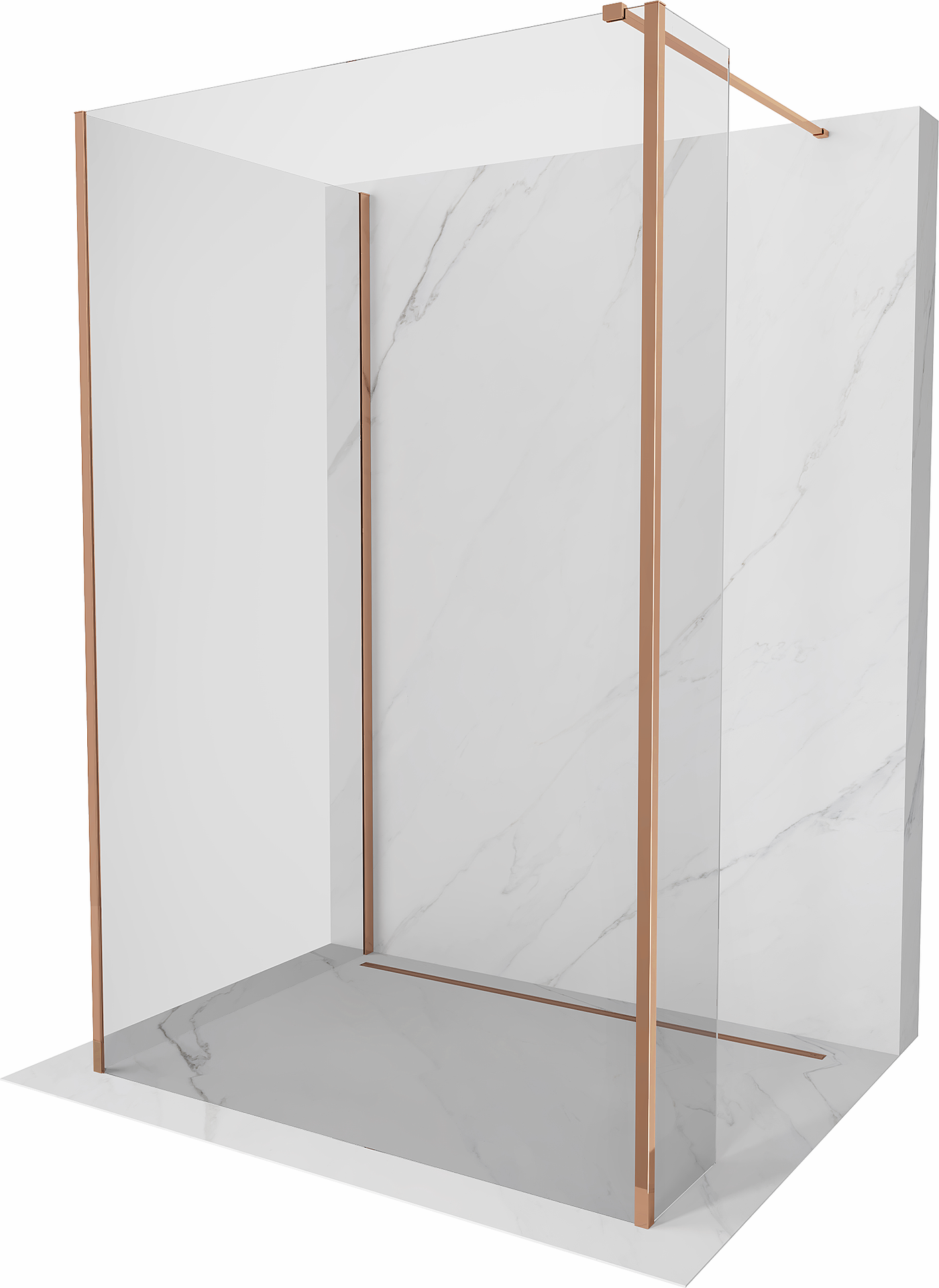 Mexen Kioto sprchová stena Walk-in 140 x 85 x 30 cm, transparentná, ružové zlato - 800-140-085-221-60-00-030