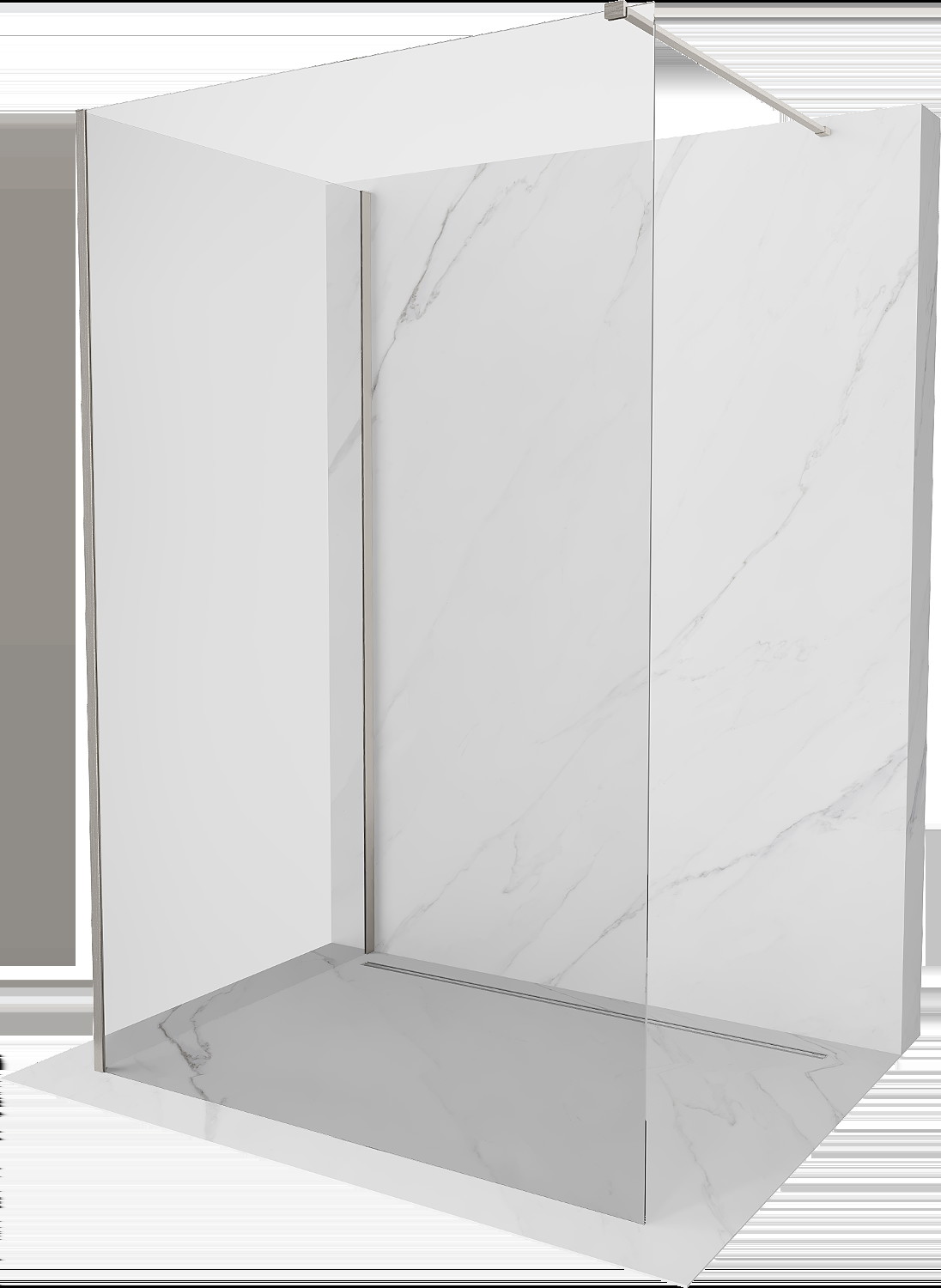 Mexen Kioto sprchová zástena Walk-in 110 x 75 cm, transparentná, brúsený nikel - 800-110-212-97-00-075