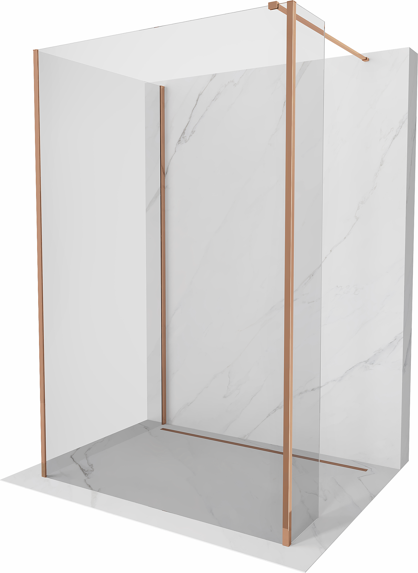 Mexen Kioto Walk-in sprchová stěna 125 x 80 x 40 cm, transparentní, růžové zlato - 800-125-080-221-60-00-040