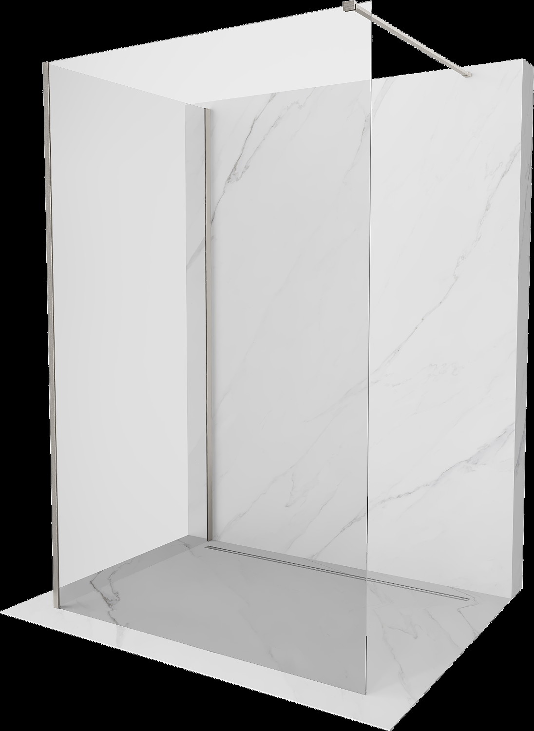 Mexen Kioto sprchová stěna Walk-in 130 x 95 cm, transparentná, matný nikl - 800-130-212-97-00-095