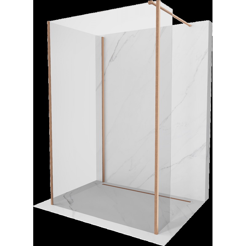 Mexen Kioto sprchový panel Walk-in 125 x 70 x 30 cm, priehľadný, brúsená meď - 800-125-070-221-65-00-030