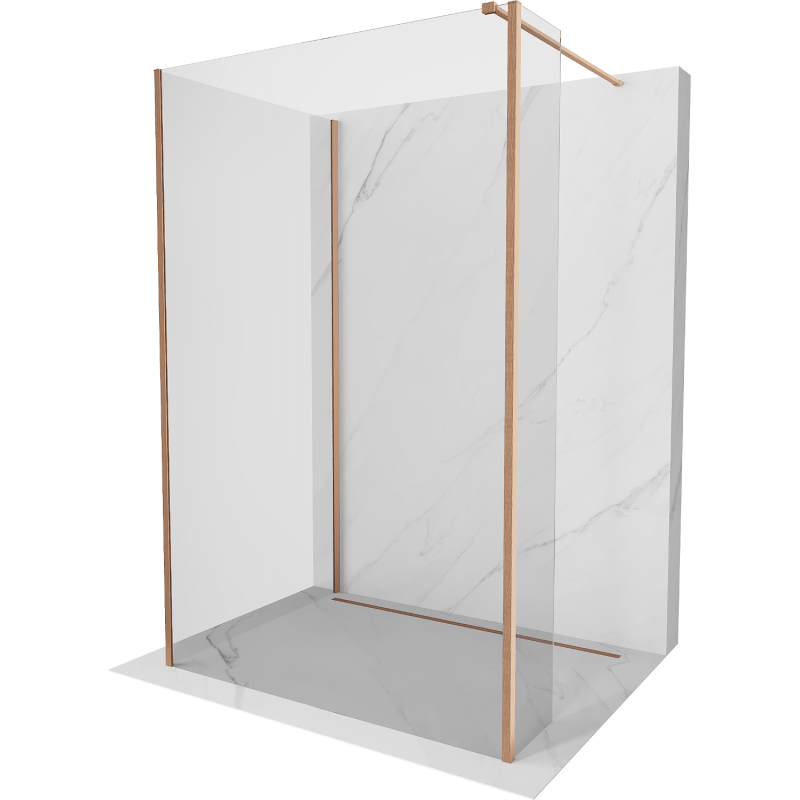 Mexen Kioto sprchová stena Walk-in 140 x 80 x 30 cm, transparentná, kartáčovaná meď - 800-140-080-221-65-00-030