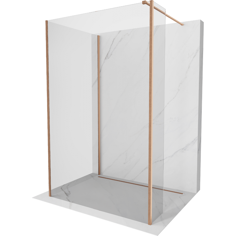 Mexen Kioto sprchová stena Walk-in 105 x 100 x 30 cm, transparentná, brúsená meď - 800-105-100-221-65-00-030