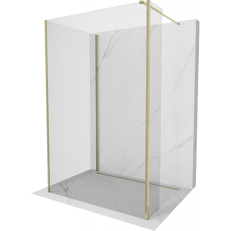 Mexen Kioto sprchová stěna Walk-in 90 x 80 x 30 cm, transparentná, zlatá - 800-090-080-221-50-00-030