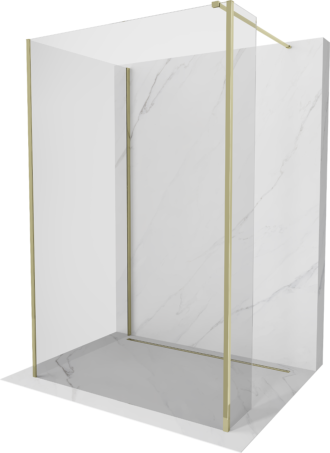 Mexen Kioto sprchová stěna Walk-in 90 x 80 x 30 cm, transparentná, zlatá - 800-090-080-221-50-00-030