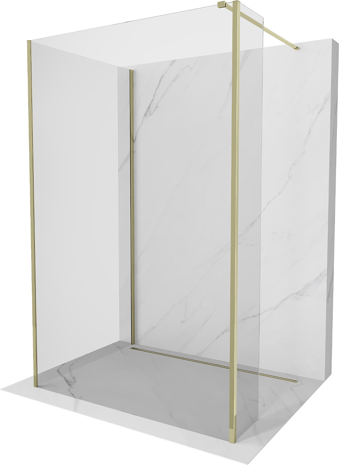 Mexen Kioto sprchová stena Walk-in 125 x 80 x 30 cm, transparentná, zlatá - 800-125-080-221-50-00-030