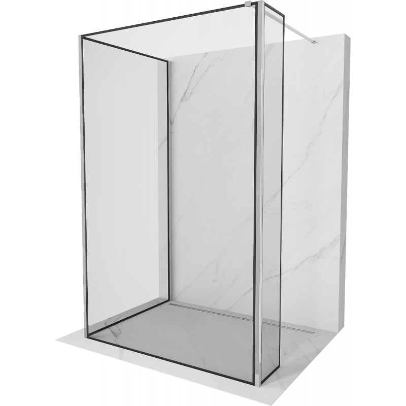 Mexen Kioto sprchová stěna Walk-in 120 x 80 x 30 cm, černý vzor, chrom - 800-120-080-221-01-70-030