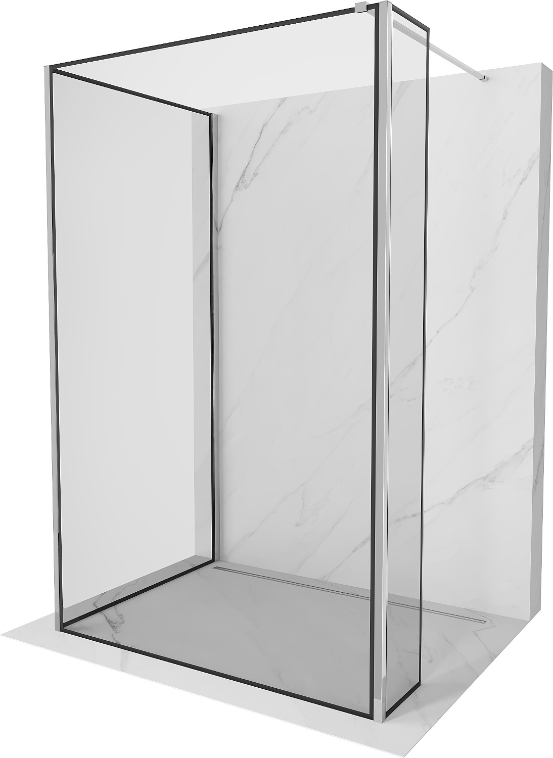 Mexen Kioto sprchová stěna Walk-in 120 x 80 x 30 cm, černý vzor, chrom - 800-120-080-221-01-70-030