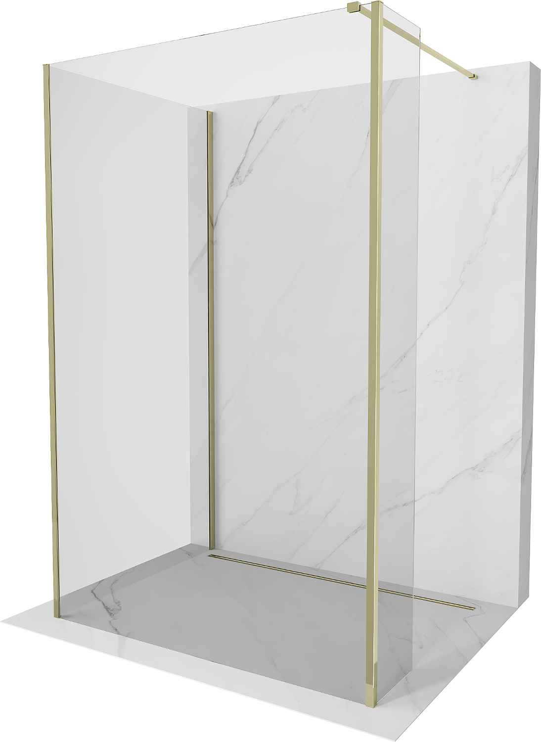 Mexen Kioto sprchová stena Walk-in 140 x 95 x 40 cm, transparentná, zlatá - 800-140-095-221-50-00-040