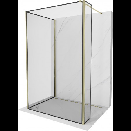 Mexen Kioto sprchová stěna Walk-in 140 x 120 x 30 cm, černý vzor, zlatý - 800-140-120-221-50-70-030