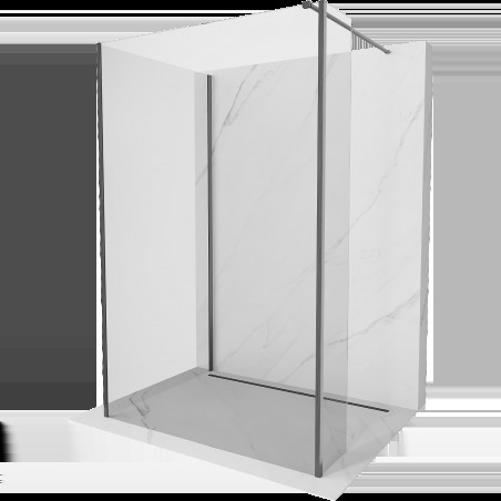 Mexen Kioto sprchová stena Walk-in 110 x 75 x 30 cm, transparentná, gun gray brúsená - 800-110-075-221-66-00-030