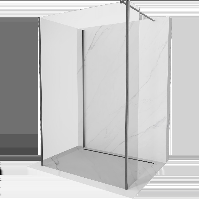 Mexen Kioto sprchová zástena Walk-in 135 x 80 x 30 cm, transparentná, gun gray brúsená - 800-135-080-221-66-00-030