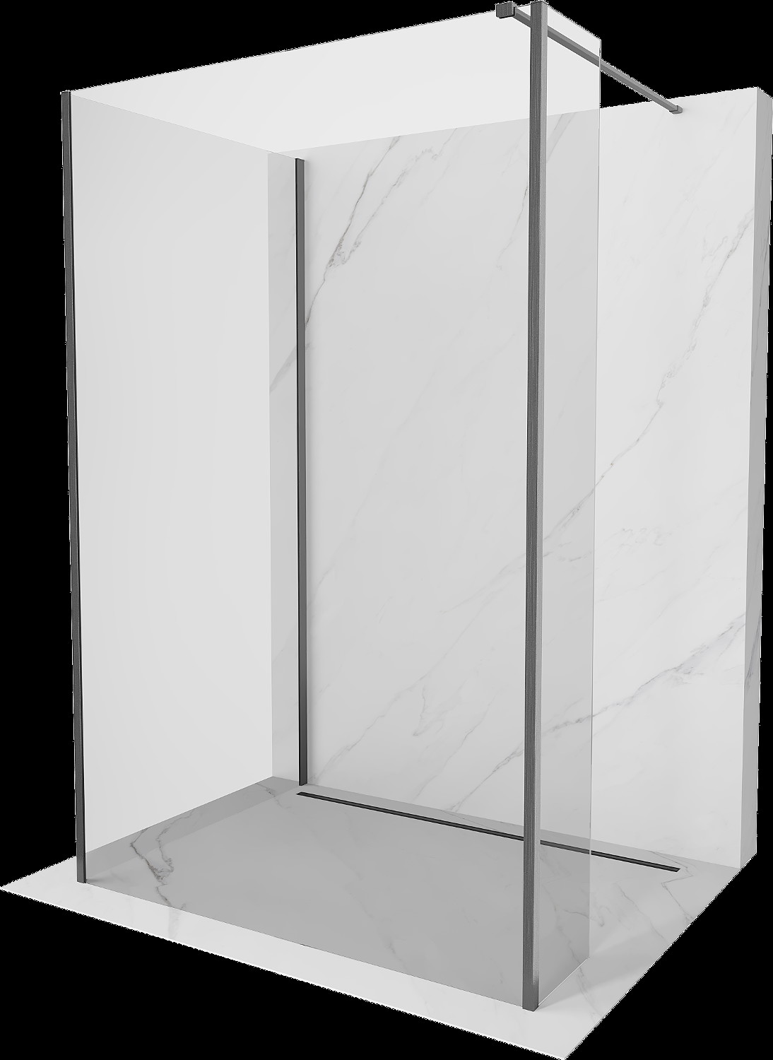 Mexen Kioto sprchová zástena Walk-in 135 x 80 x 30 cm, transparentná, gun gray brúsená - 800-135-080-221-66-00-030